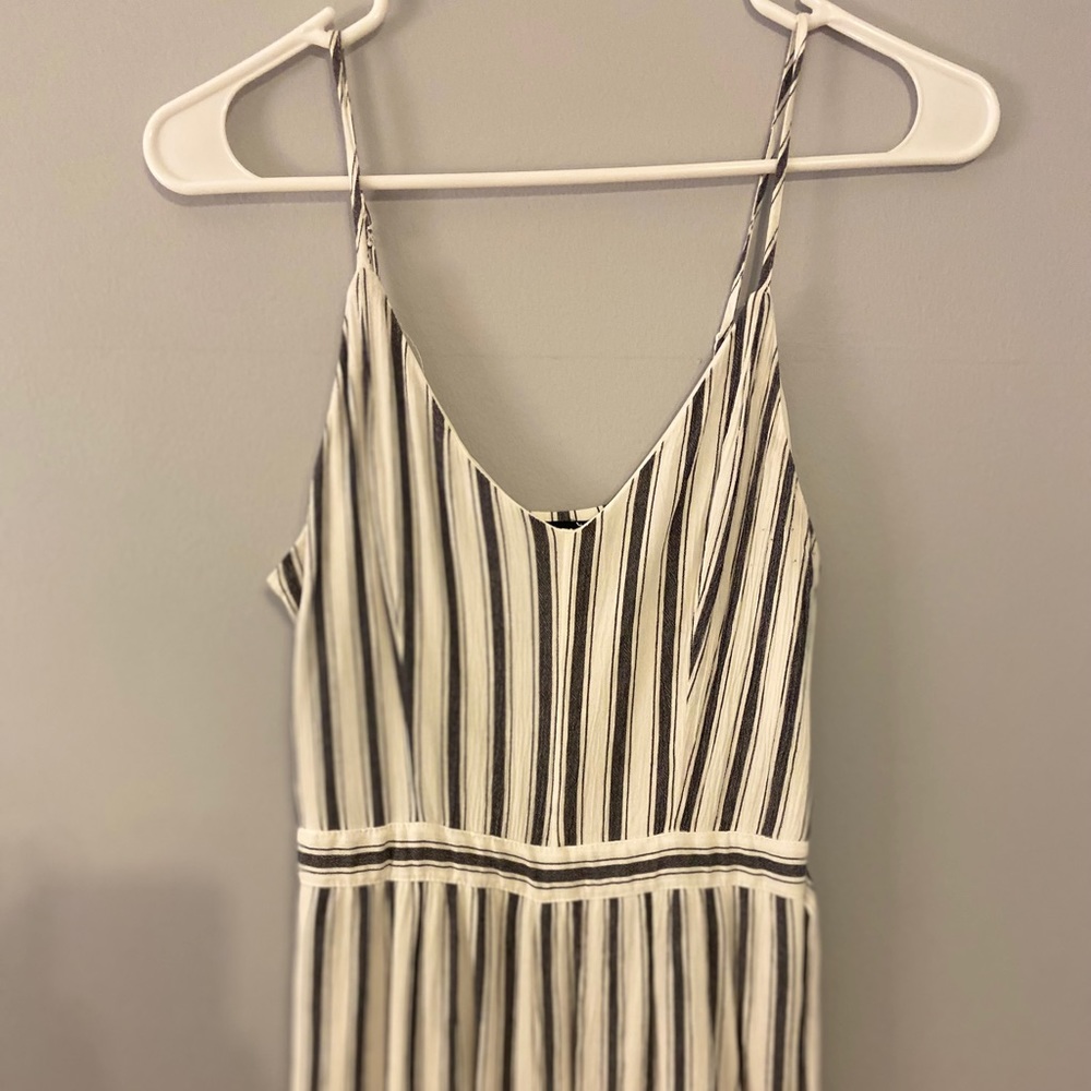 White and blue striped jumpsuit